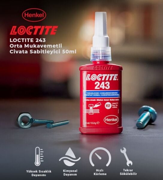 Loctite 243 Orta Mukavemet Civata Sabitleyici 50 ml