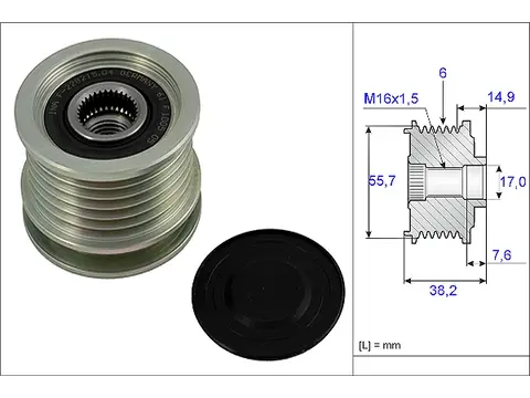 F 225644.6 INA 14,5x55,7x38,2 535001310 Alternatör Kasnak Rulmanlı