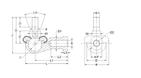 RBL 10 R SB M10x1,50 (Sağ) L Tipi Mafsal Rulman